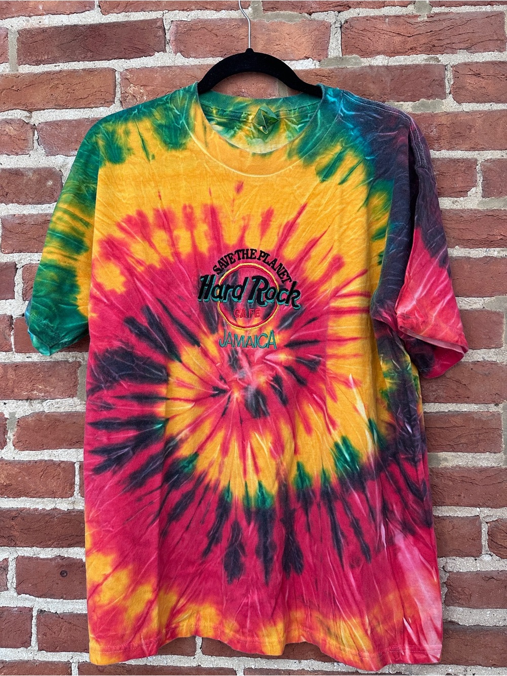 Gildan Tie-Dye Hard Rock Jamaica T-Shirt - Yellow, Red, Green, Black
